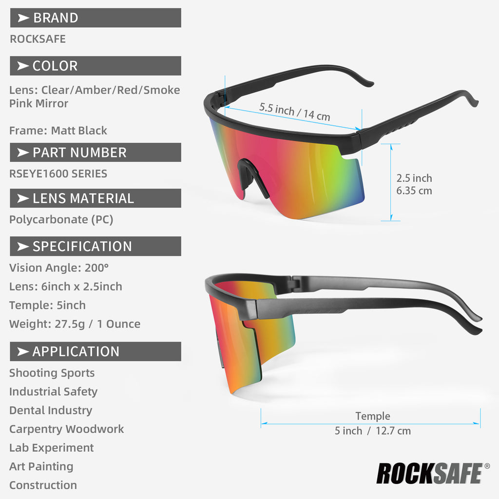 ToolFreak Reevo Safety Sunglasses for Work & Sport, Red Mirror Lens, Anti  Glare, UV & Impact Eye Protection, Safety Rating to ANSI Z87+, Hard Case,  Water Repellent Pouch, Neck Cord & Cloth 