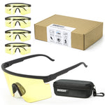 Z87.1 Anti-Fog UV380 Safety Glasses - Amber Lens [5 Pairs+1 Case]