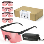 Z87.1 Anti-Fog UV380 Safety Glasses - Red Lens [5 Pairs+1 Case]