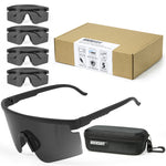 Z87.1 Anti-Fog UV380 Safety Glasses - Smoke Lens [5 Pairs+1 Case]