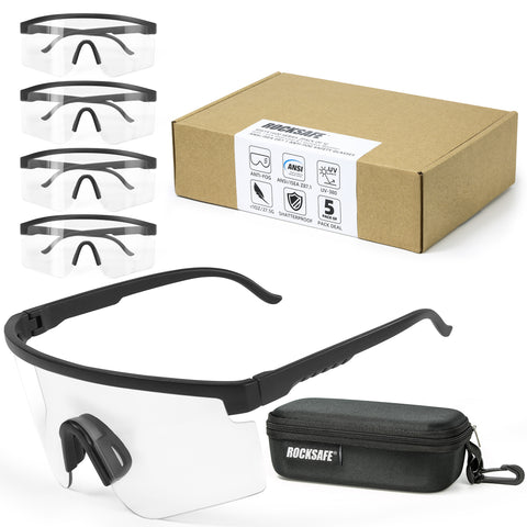 Z87.1 Anti-Fog UV380 Safety Glasses - Clear Lens [5 Pairs+1 Case]