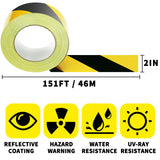 Reflective Black & Yellow Hazard Safety Tape 2IN x 151FT