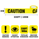 Yellow Caution Barricade Tape : 3 inch x 330 feet