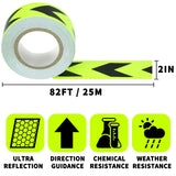 Ultra Reflective Green Arrow Safety Tape, 2 in x 82 feet